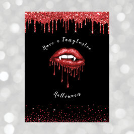 Postal Festiva Vampiro Red Purpurina Lips & Fangs Halloween Black