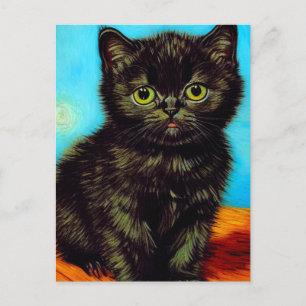 Postal Festiva Van Gogh Style Pouting Kitten