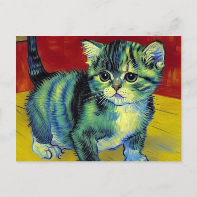 Postal Festiva Van Gogh Tabby Cat (Anverso)