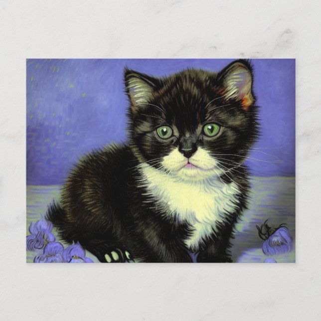 Postal Festiva Van Gogh Tuxedo Kitten (Anverso)