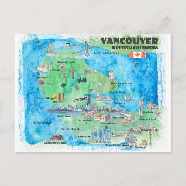Postal Festiva Vancouver British Columbia viajes a Canadá (Anverso)