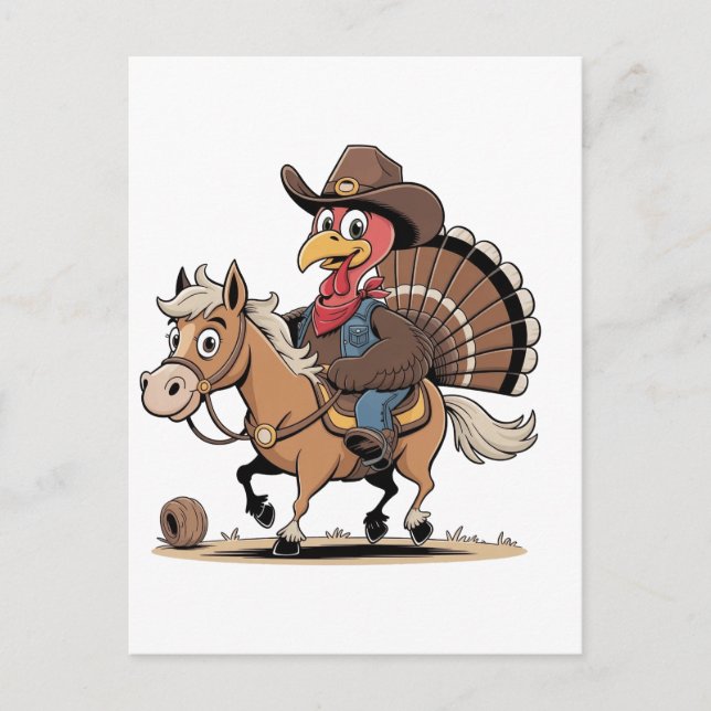 Postal Festiva Vaquera cocida occidental turca de acción de graci (Anverso)