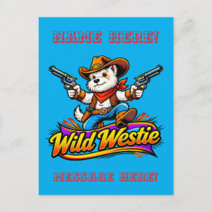 Postal Festiva Vaquero Perro Westie Salvaje