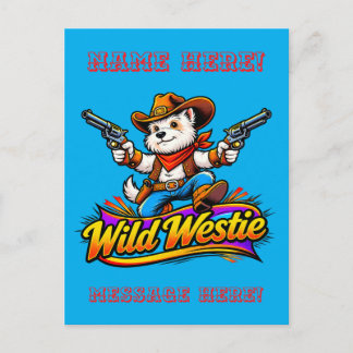 Postal Festiva Vaquero Perro Westie Salvaje
