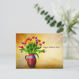 Postal Festiva Vasa de cosecha y flores del Día de la Madre