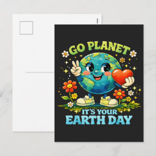 Postal Festiva Ve planeta es tu día de la Tierra verde