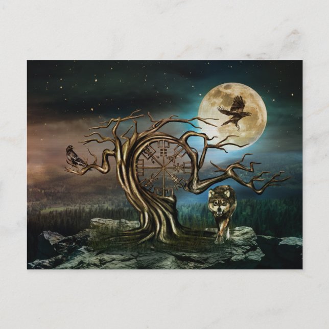 Postal Festiva Vegvisir Tree Moon (Anverso)