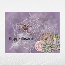 Postal Festiva Vela de Halloween Rosa Araña rosa suculenta