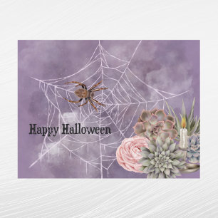 Postal Festiva Vela de suculentas de telaraña de rosa rosa de Hal