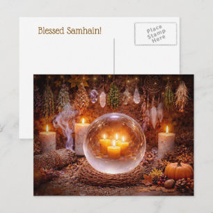 Postal Festiva Velas Cristales Inspirados en Samhain