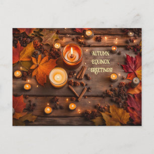 Postal Festiva Velas de Especias de Hojas del Equinoccio de Otoño
