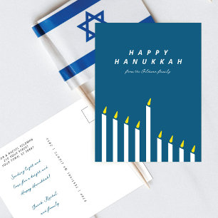 Postal Festiva Velas de Hanukkah minimalistas modernas blancas y