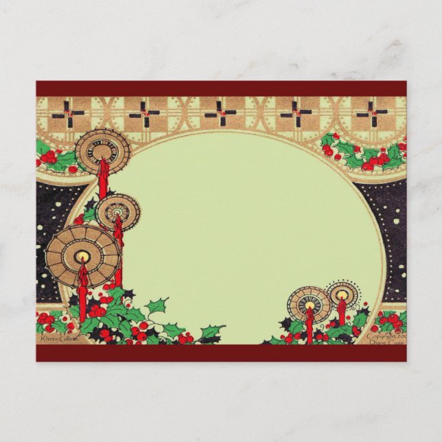 Postal Festiva Velas de Navidades Art Deco (Anverso)