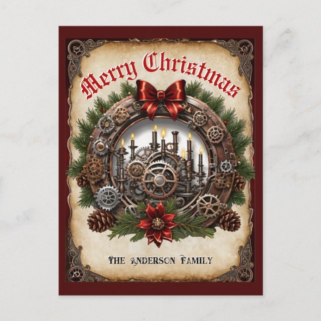 Postal Festiva Velas de veneración al vapor de vaina Wreath Cogs  (Anverso)