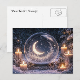 Postal Festiva Velas de Yule Solsticio de Invierno y Bola de Cris