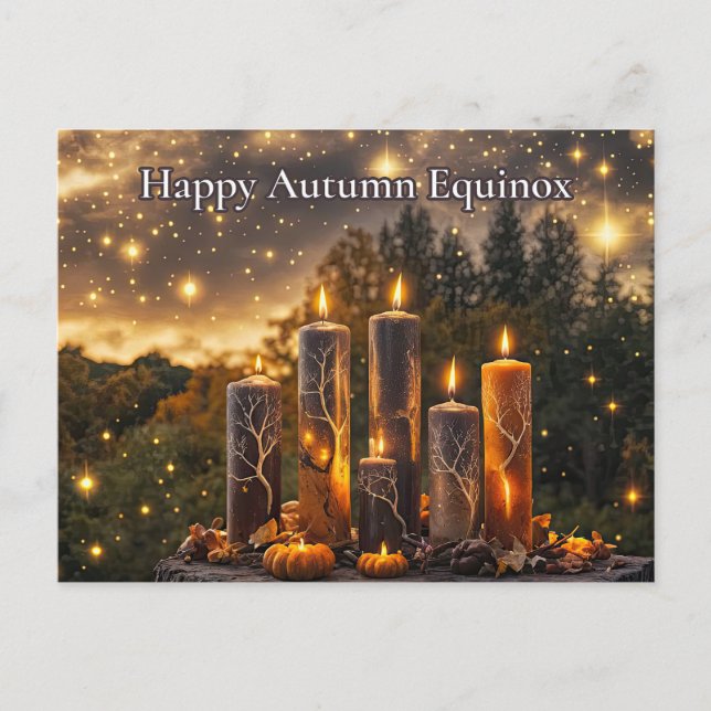 Postal Festiva Velas Místicas del Equinoccio de Otoño (Anverso)