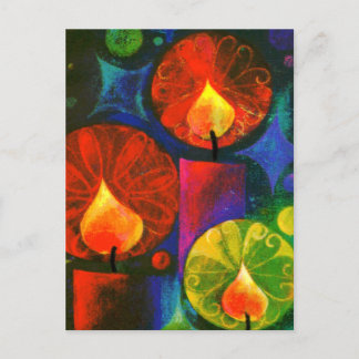 Postal Festiva Velas Navidades brillantes y brillantes