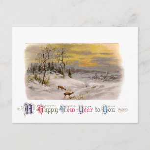 Postal Festiva Venado en el Año Nuevo de la Nieve