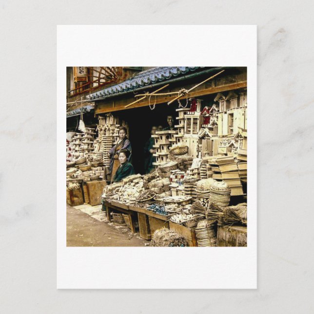 Postal Festiva Vender decoraciones de Año Nuevo Viejo Japón (Anverso)
