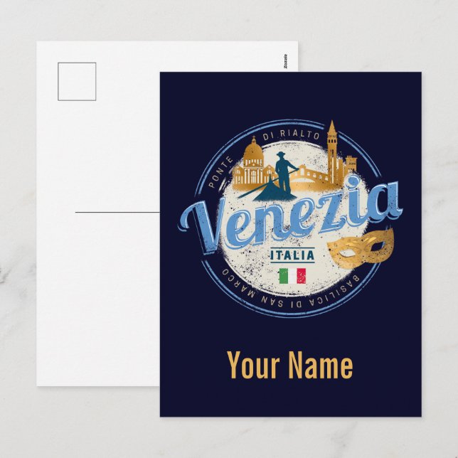 Postal Festiva Venecia con la cosecha del carnaval de Italia gond (Anverso / Reverso)