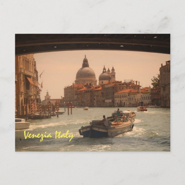 Postal Festiva Venecia Italia Gran Canal Vintage (Anverso)