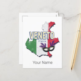 Postal Festiva Veneto Italia Retro Región Mapa de Vintage Souveni