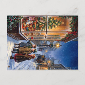 Postal Festiva ventana de juguetería navideña