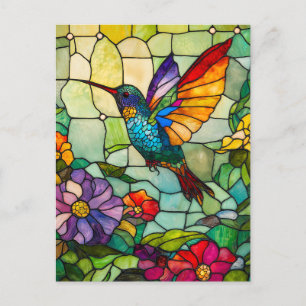 Postal Festiva Ventana estilo Tiffany de Hummingbird