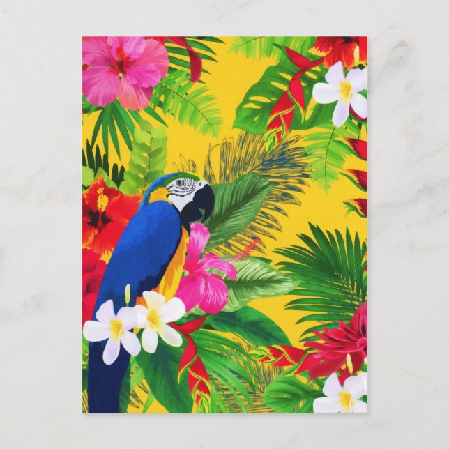 Postal Festiva Verano Bloom Tropical Toucan Deja Acuarela (Anverso)