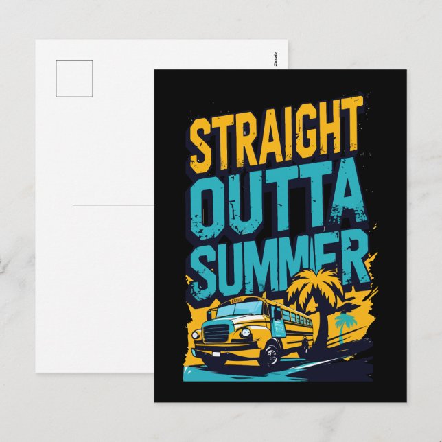 Postal Festiva Verano directo hacia fuera - Retro de vuelta a la  (Anverso / Reverso)