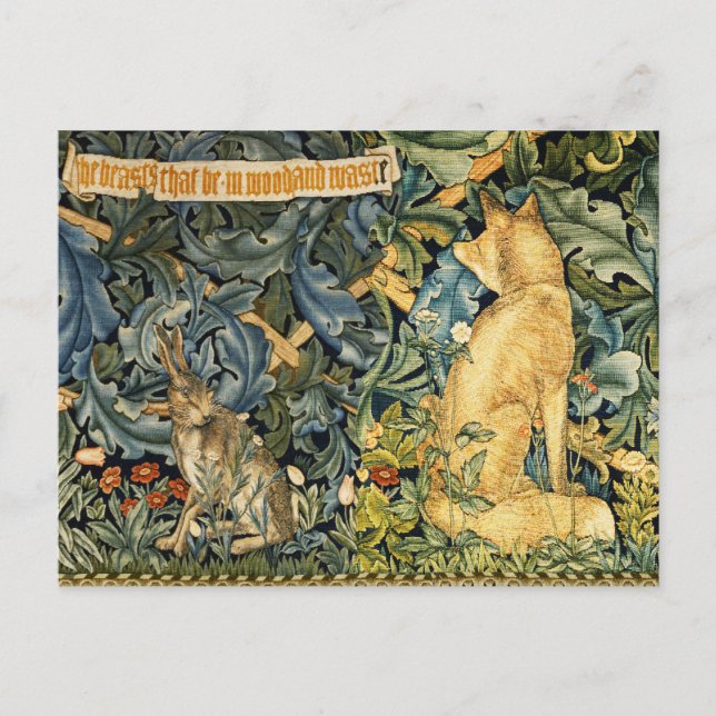 POSTAL FESTIVA VERDAD, ANIMALES FORESTALES, FOX Y CUIDADO, FLORAL (Anverso)