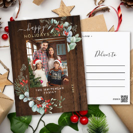 Postal Festiva Verdor acuarela Rustic Dark Wood