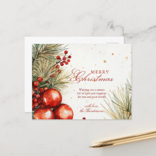Postal Festiva Verdor Y Ornamentos De Los navidades