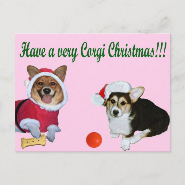 Postal Festiva Very Corgi Christmas M & G Pink Postcard (Anverso)