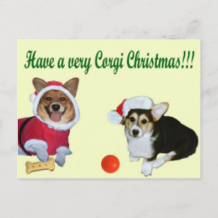 Postal Festiva Very Corgi Christmas M & G Yellow Postcard