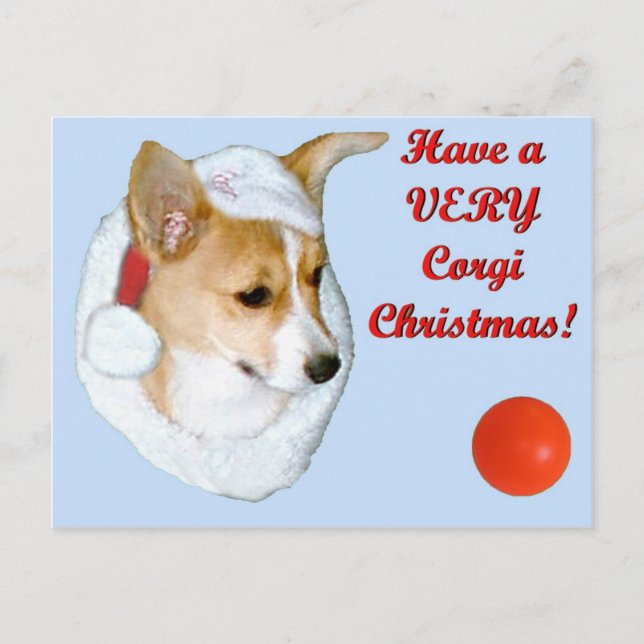 Postal Festiva Very Corgi Christmas Pip Postcard-Blue (Anverso)
