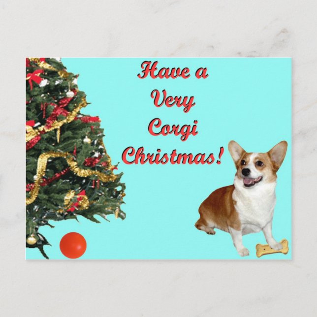 Postal Festiva Very Corgi Christmas-SmilingDott Turquoise Postcar (Anverso)