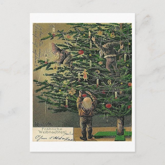 Postal Festiva "Vestir el árbol de Navidad" Mailick (Anverso)