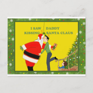 Postal Festiva Vi a papá besar a Navidades homosexuales de Santa 