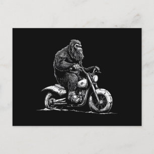 Postal Festiva Viajando En Motocicleta Funny Sasquatch M