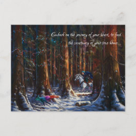 Postal Festiva Viaje - arte del paisaje boscoso fantástico