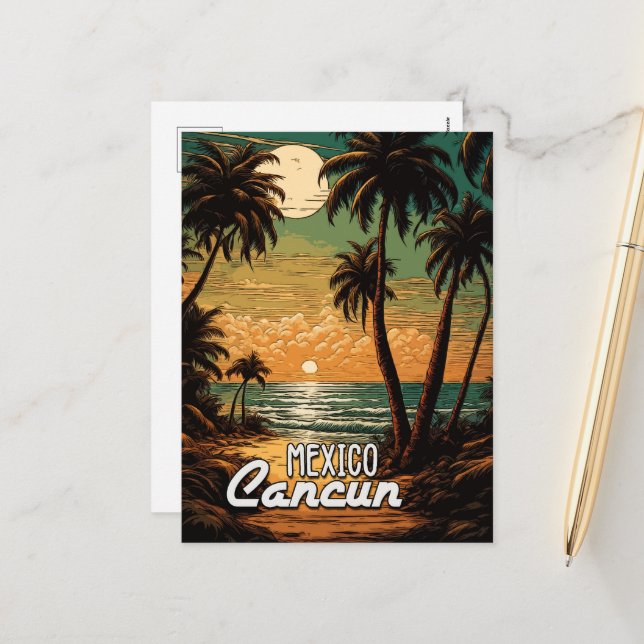 Postal Festiva Viaje de arte Poster en Cancún México (Anverso/Reverso In Situ)