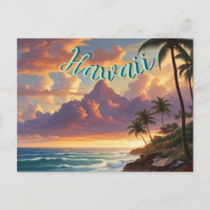 Postal Festiva Viaje de estilo vintage en Hawái Honolulu Mid-Paci