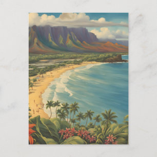 Postal Festiva Viaje de estilo vintage en Hawái Honolulu Mid-Paci
