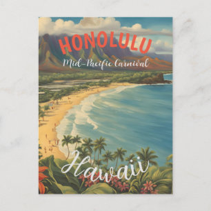 Postal Festiva Viaje de estilo vintage en Hawái Honolulu Mid-Paci