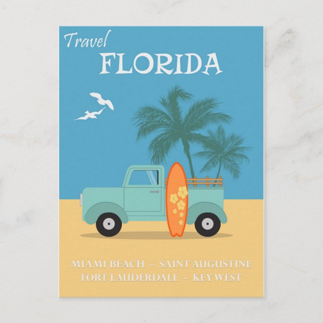 Postal Festiva Viaje de Florida Vintage (Anverso)