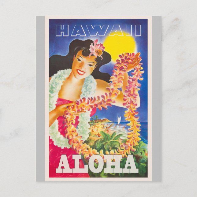 Postal Festiva Viaje de la época de Hawaii Aloha (Anverso)