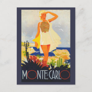 Postal Festiva Viaje de la playa del Chica de moda Monte Carlo