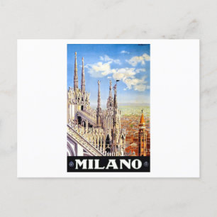 Postal Festiva Viaje de Milán de Vintage