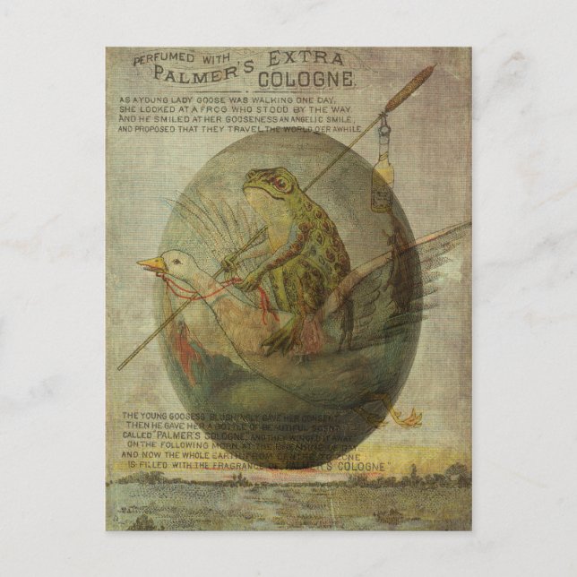 Postal Festiva Viaje de Pascua de oca y rana (Anverso)